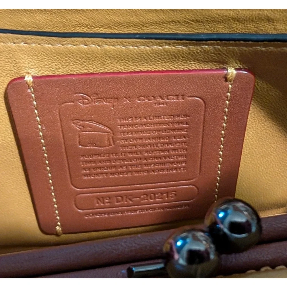 Disney X Coach Dinky Mickey Mouse Motif Leather Crossbody‎ Bag Tan